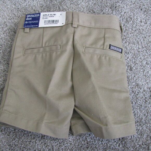 NWT Dennis uniform Irvington khaki shorts Girls 4 slim - Picture 3 of 12
